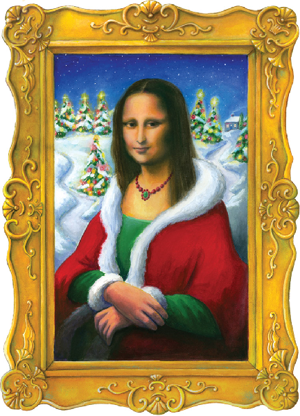 Festive Mona Lisa Christmas Card