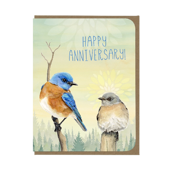 Bluebirds In Love Anniversary Card