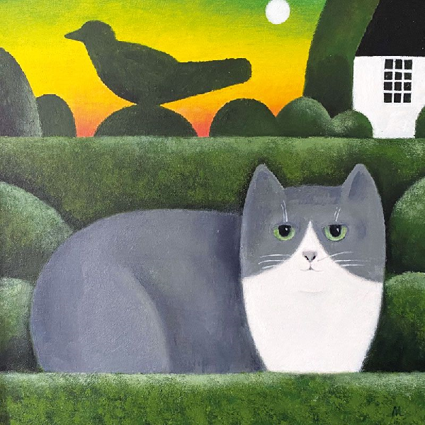 Cat In The Garden Blank Art Card