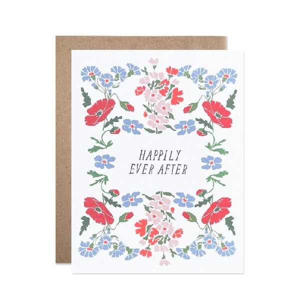 Cornflower And Poppy Wedding Card