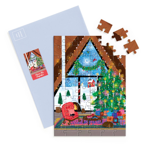 Cozy Cabin Puzzle Christmas Card