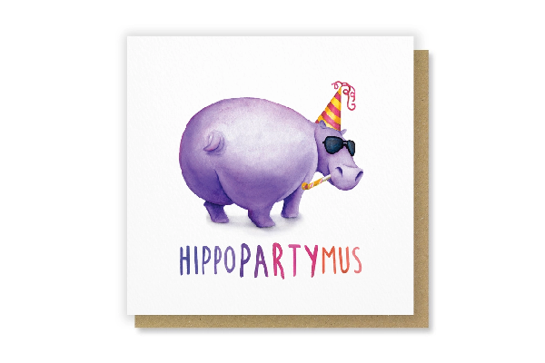 Hippopartymus Birthday Card