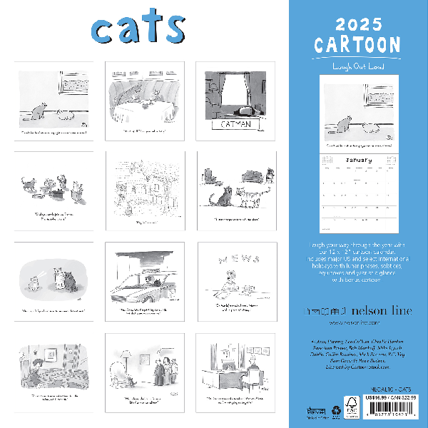 2025 New Yorker Monthly Wall Calendar | Cats