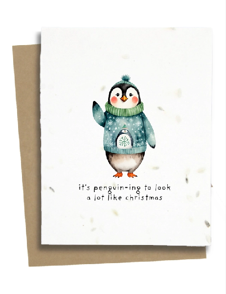 Penguin Sweater Plantable Christmas Card