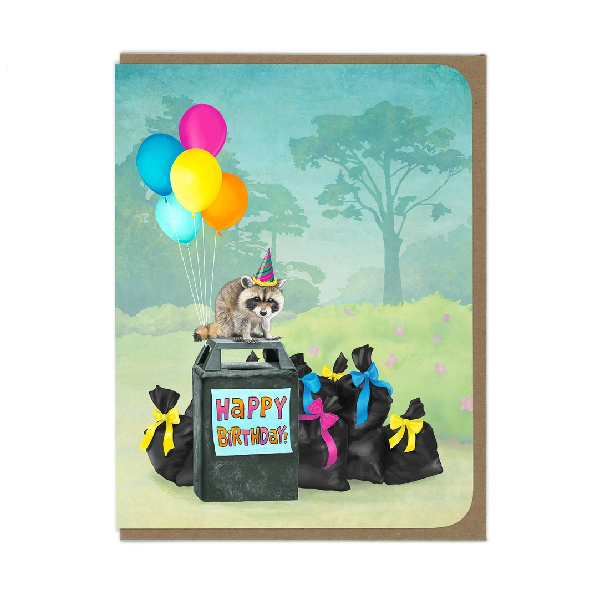 Raccoon Party Birthday Card