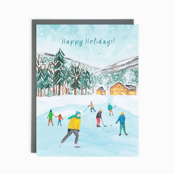 Ice Skating Winter Christmas Card